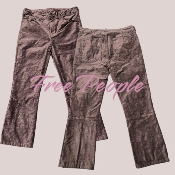 Free People Crushed Velvet Pants Size 28 – Mauve - Picture 2 of 14